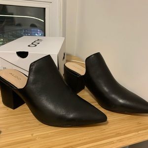 Black Aldo Mules size 8